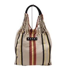 MARNI(マルニ) トートバッグ - ベージュ×黒×マルチ ストライプ