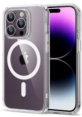 ★ESR iPhone 14 Pro ケース 3倍米軍MIL規格 マグセーフ対応 耐衝撃 傷に強い背面 ワイヤレス対応 瞬間充電 ストラップホール付き HaloLock搭載 ハイブリッド磁気いphone14proケース  クリア Classic Series