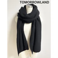 ★【新品】 TOMORROWLAND   トゥモローランド　RIB STOLE　定価60,500円　カシミヤ100%   ブラック　黒　無地　秋冬　シンプル　 送料込み　6461683