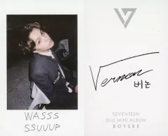 【中古】コレクションカード(男性) SEVENTEEN/VERNON(バーノン)/裏面印刷サイン入り/2ndミニアルバム「BOYS BE」特典トレカ