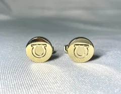 サルバトーレフエラガモ金色 カフリンクス 青エナメル付き サルバトーレフエラガモ金色 カフリンクス 青エナメル付き