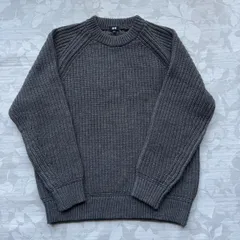 ユニクロ メンズ XL ラグラン クルーネック ニット セーター ダークグレー