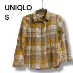 a1548 ユニクロ ネルシャツ チェック柄 黄色 綿100% Sサイズ