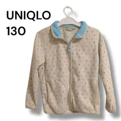 a1551 UNIQLO ユニクロ キッズ フリース ジャケット 130 ドット柄 水玉 女の子