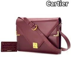 【静かに映える名品】　Cartier カルティエ　ショルダーバッグ マストライン ダブルフラップ ヴィンテージ ギャラ付き　ボルドー