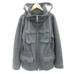 ビームスハート BEAMS HEART ブルゾンジャケット ミドル丈 ダブルジップ フード付き 裏起毛 グレー /YM27