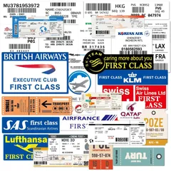 30枚 航空チケットステッカーセット 航空会社 PVC 防水デカール ダイアリー 可愛い おしゃれ DIYステッカー、スーツケースステッカー スノーボード、スーツケース、ギター、車 バイク 、ヘルメット、パソコン 携帯ノート ステッカー (航空チケット)