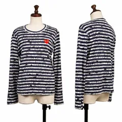 プレイ コムデギャルソンPLAY COMME des GARCONS×Matt Groening ザ・シンプソンズプリントワッペンボーダーカットソー 白紺M