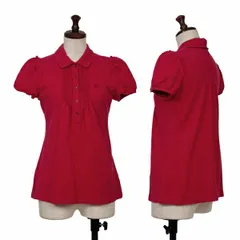 バーバリーブルーレーベルBURBERRY BLUE LABEL プリーツデザインパフスリーブポロシャツ 赤38