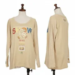 ピンクハウスPINK HOUSE ベアープリントチェック切替ラグランスリーブカットソー ベージュM