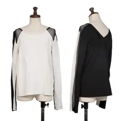 ヒスイヒロコイトウHISUIHIROKOITO メッシュ切替カットソー 白黒M