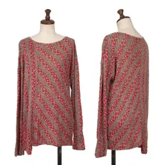 ズッカzucca フロント切替総柄カットソー 赤黒他M位