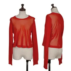 ローブドシャンブル コムデギャルソンrobe de chambre COMME des GARCONS ニットスリーブ切替シフォンカットソー 朱色M位