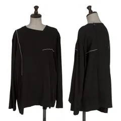 プルドゥpour deux レーヨン切替デザインカットソー 黒M