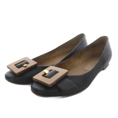 エルメス HERMES パンプス フラット レザー 36.5 ブラック /YO15