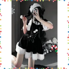 【特価商品】4点セット サンタクロース クリスマス セクシー 衣装 女性用 サンタコス 仮装 可愛い レディース 大きいサイズ コスプレ コスチューム サンタ ブラック 黒 [kiatt]