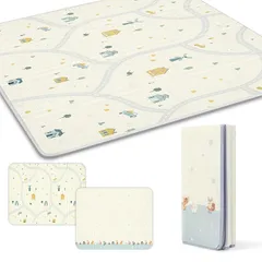 プレイマット-Artake 赤ちゃん プレイマット 収納しやすい 厚手 折りたたみ 防水 防音マット ベビー お昼寝マット (小屋+雪, 150×180×1cm)