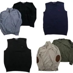 【未検品】古着卸 まとめ売り ラルフローレン セーター 6枚セット (メンズ L ) ベスト ショールカラー チェック 中古 古着 ND2169