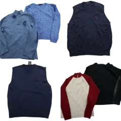 【未検品】古着卸 まとめ売り ラルフローレン セーター 6枚セット (メンズ XL ) ベスト ハーフジップ ケーブル編み 中古 古着 ND2168