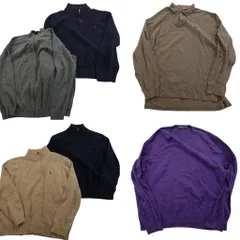 【未検品】古着卸 まとめ売り ラルフローレン セーター 6枚セット (メンズ 2XL ) フルジップ ポロニット ハーフジップ 中古 古着 ND2162