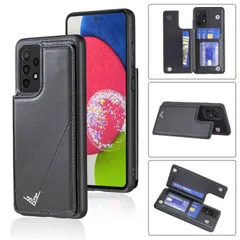 a525g ドコモsc53b スマホケース 5g ギャラクシーa52 サイドマグネット )サムスン ブラック ( カード収納 背面カバー ランヤード付 横置き機能 手帳型 カードケース PUレザー 背面 用 財布型 SC-53B docomo 携帯カバーgal