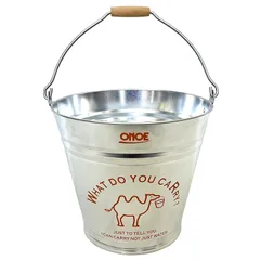 尾上製作所(ONOE) イラスト入バケツ8号オレンジ [13リットル ガーデニング 園芸 キャンプ アウトドア 防災グッズ 口径29.7 x 底径20.6 x 深さ25.8cm 日本製]