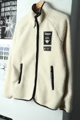 (S) カッパ ジップアップ ウィンドブレーカー アウター ジャケット フリース クリーム-1684C