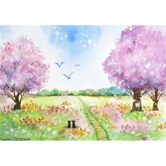 原画）花の笑顔【SMサイズ／水彩画／#2950】 - メルカリ