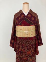 有松鳴海絞り 綿 小紋 身丈162 裄65 花模様 扇 着物 053b - メルカリ