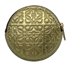 LOEWE(ロエベ) コインケース美品  アナグラム柄 ゴールド 型押し加工 レザー