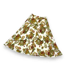 【古着】フレアスカート　総柄 花柄 ボタニカル　レーヨン混　日本製