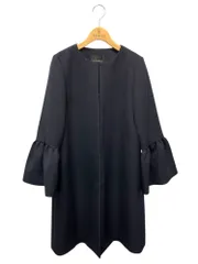 エムプルミエブラック ジョーゼットギャザースリーブミドルコート C240-005 34 ネイビー ノーカラー ITZPF2HGU7D0