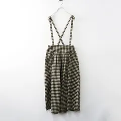サラウェア SARAHWEAR ウール コットン ギンガムチェック 吊りスカート ｜ベージュ ジャンバースカート【2400014669299】のサムネイル