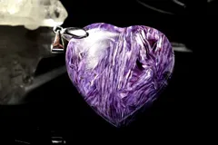 【１点物】シルバー925◇シルキーな輝き チャロアイト　27x27mm　ハート ペンダントトップ パワーストーン 天然石 _PC8407