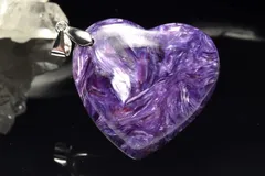 【１点物】シルバー925◇シルキーな輝き チャロアイト　28x28mm　ハート ペンダントトップ パワーストーン 天然石 _PC8411