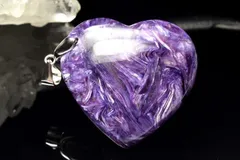 【１点物】シルバー925◇シルキーな輝き チャロアイト　30x29mm　ハート ペンダントトップ パワーストーン 天然石 _PC8413