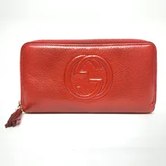 3219 GUCCI グッチ 長財布 インターロッキング ラウンドファスナー レッド レザー GG