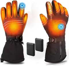 Codify 電熱グローブ バイク 電熱手袋3秒で速暖 両面発熱 電池残量が一目瞭然。ヒーター手袋 ヒーターグローブ 冬 バッテリー付き 6000mAhx2個 バッテリー残量表示 最大65℃均一発熱 3段階温度調節 滑り止め (ブラック,  L)