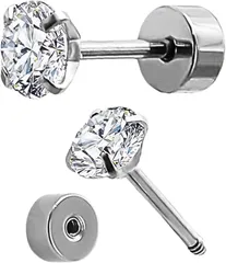 Harunowa チタンピアス つけっぱなし 金属アレルギー対応 ファーストピアス セカンドピアス ジルコニア メンズ レディース (チタン,  ジルコニア直径4ｍｍ)