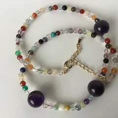 天然石★アメジスト他★パールネックレス★ハンドメイド★ファッション★デザイン★ネックレス