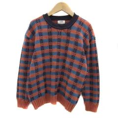ビームスハート BEAMS HEART ニット セーター 長袖 ラウンドネック ボーダー柄 マルチカラー オレンジ /YS27