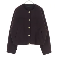 美品 ZARA ザラ 長袖 ショート丈 ノーカラージャケット M ブラウン レディース 古着