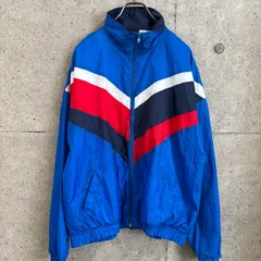 古着【USED】 SPALDING ナイロンジャケット レトロ  L マルチカラー ブルー 赤 白 90s スポーツ ストリート US古着 ジャケット メンズ スポカジ アメカジ スポルディング ナイロンのサムネイル