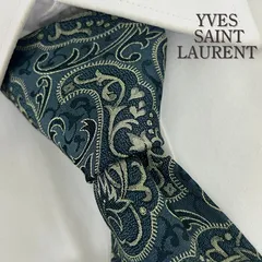 《美品》YVES SAINT LAURENT (イヴサンローラン) シルクネクタイ 総柄 ペイズリー ブルー系