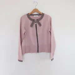 美品 Rene ルネ ニットジップカーディガン 38 ピンク レディース 古着 中古 USED