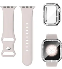 ★[Missair] コンパチブル Apple Watch バンド シリコン アップルウォッチ バンド キラキラ カバー付き 互換用のApple Watch ベルトとケース 一体型 全面保護   Series 6 5 4 SEの44mmに対応