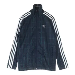 adidas (アディダス) チェック トラックジャケット ネイビー/グリーン ED6134のサムネイル