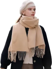 REG8（レグエイト） マフラー レディース 大判 ストール カシミアタッチ 春 秋 冬 肩掛け 巻き物 防寒 暖かい 単色 羽織り 大人っぽい 上品さ (ベージュ,  特大)