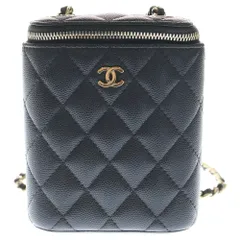 CHANEL (シャネル) マトラッセ スモールバニティケース ショルダーバッグ チェーンバッグ ミニバッグ ブラック キャビアスキン ゴールド金具