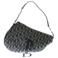 Christian Dior (クリスチャンディオール) トロッター サドル ワンショルダーバッグ ハンドバッグ ブラック レザー×キャンバス シルバー金具